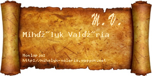 Mihályk Valéria névjegykártya